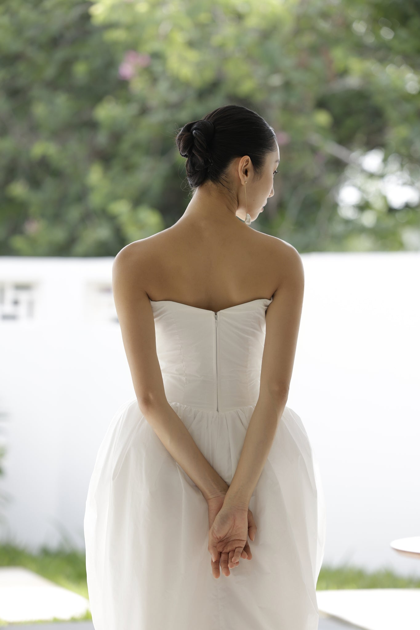 Đầm cúp ngực V váy nhún phồng - D2009