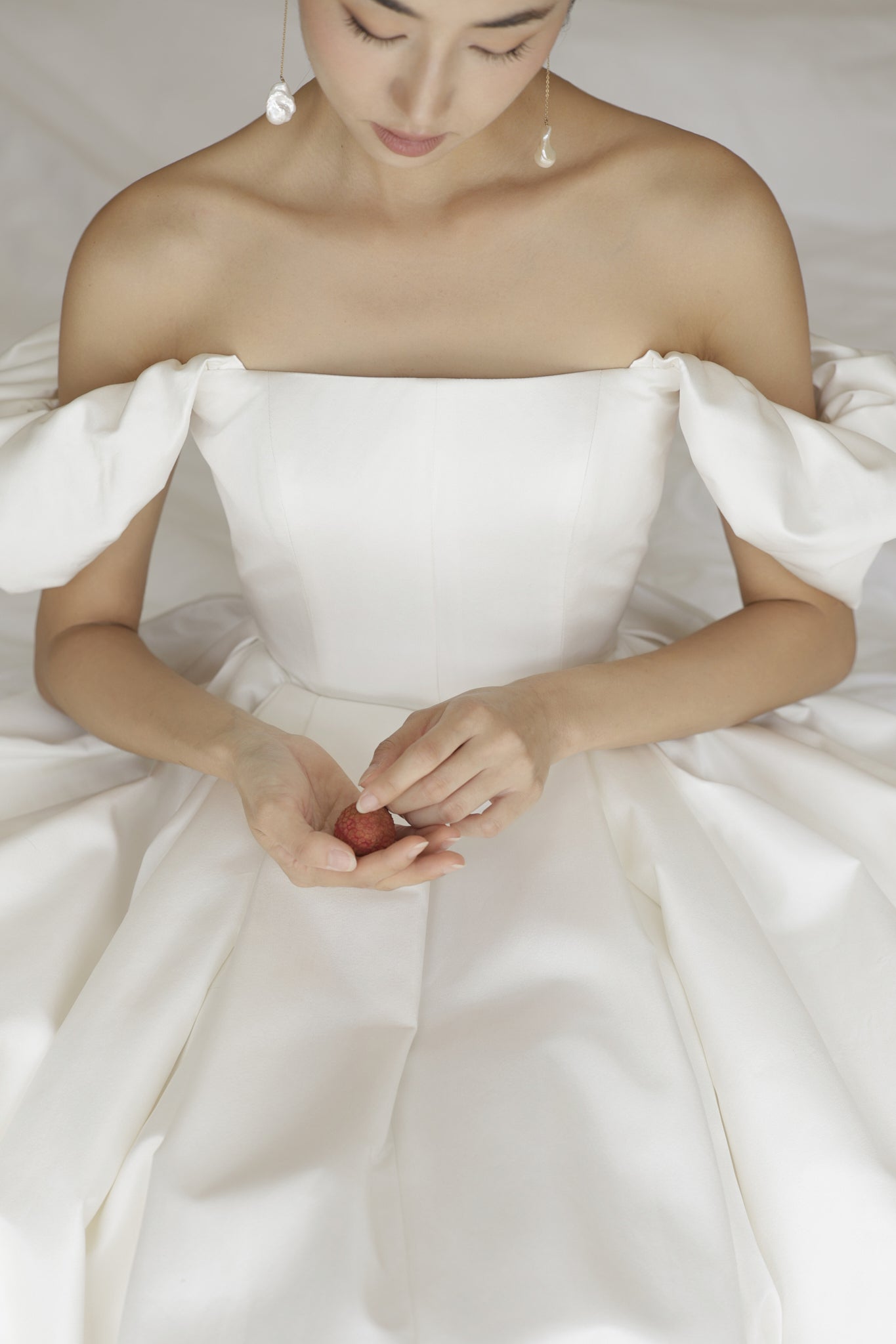 Đầm xòe trễ vai phối bèo tay xếp nhún phồng - D2022