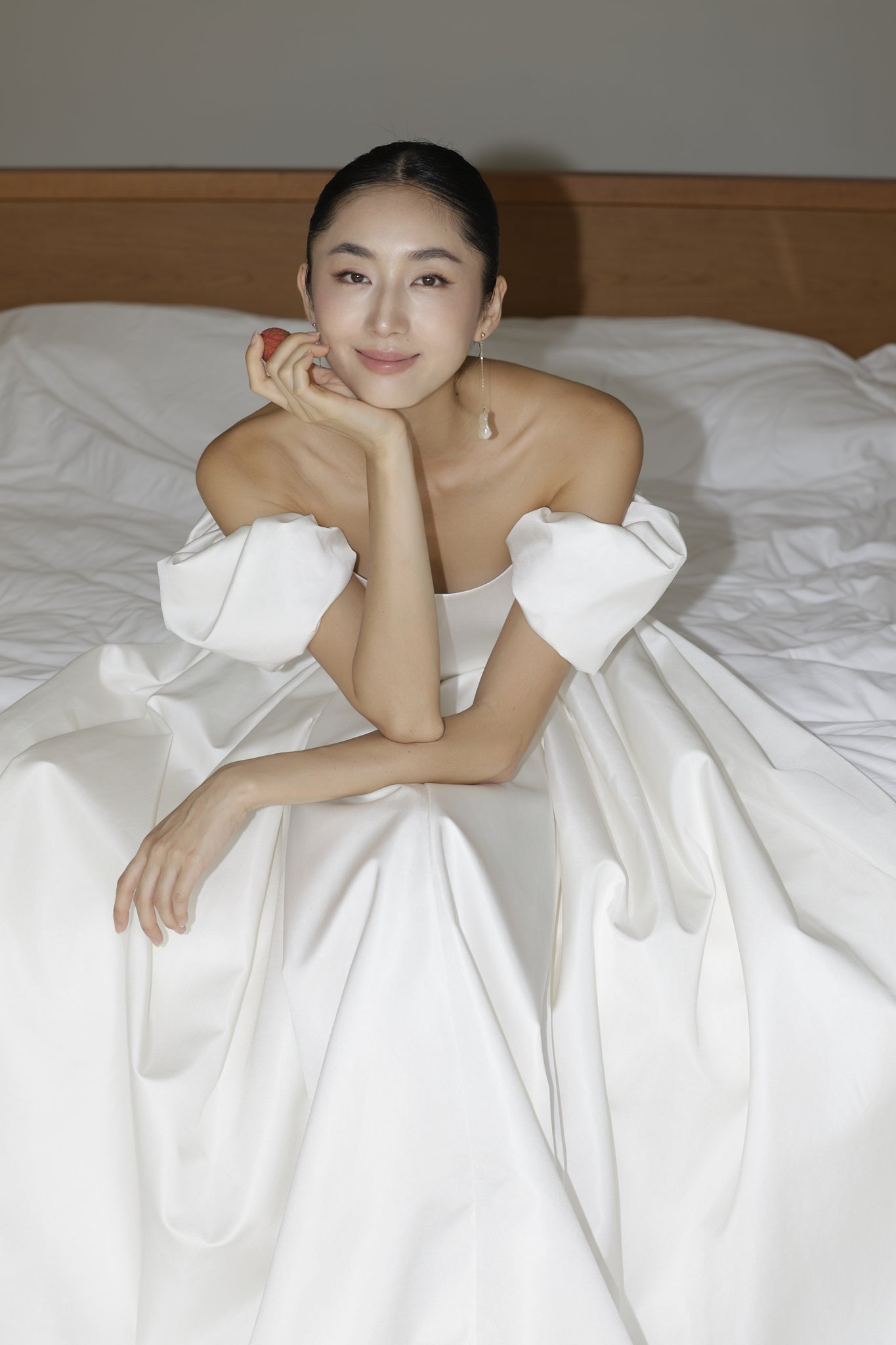 Đầm xòe trễ vai phối bèo tay xếp nhún phồng - D2022