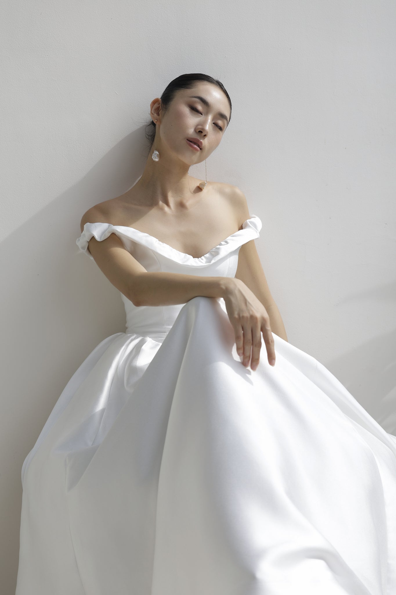 Đầm xòe trễ vai, bèo tay có chun co giãn - D2010