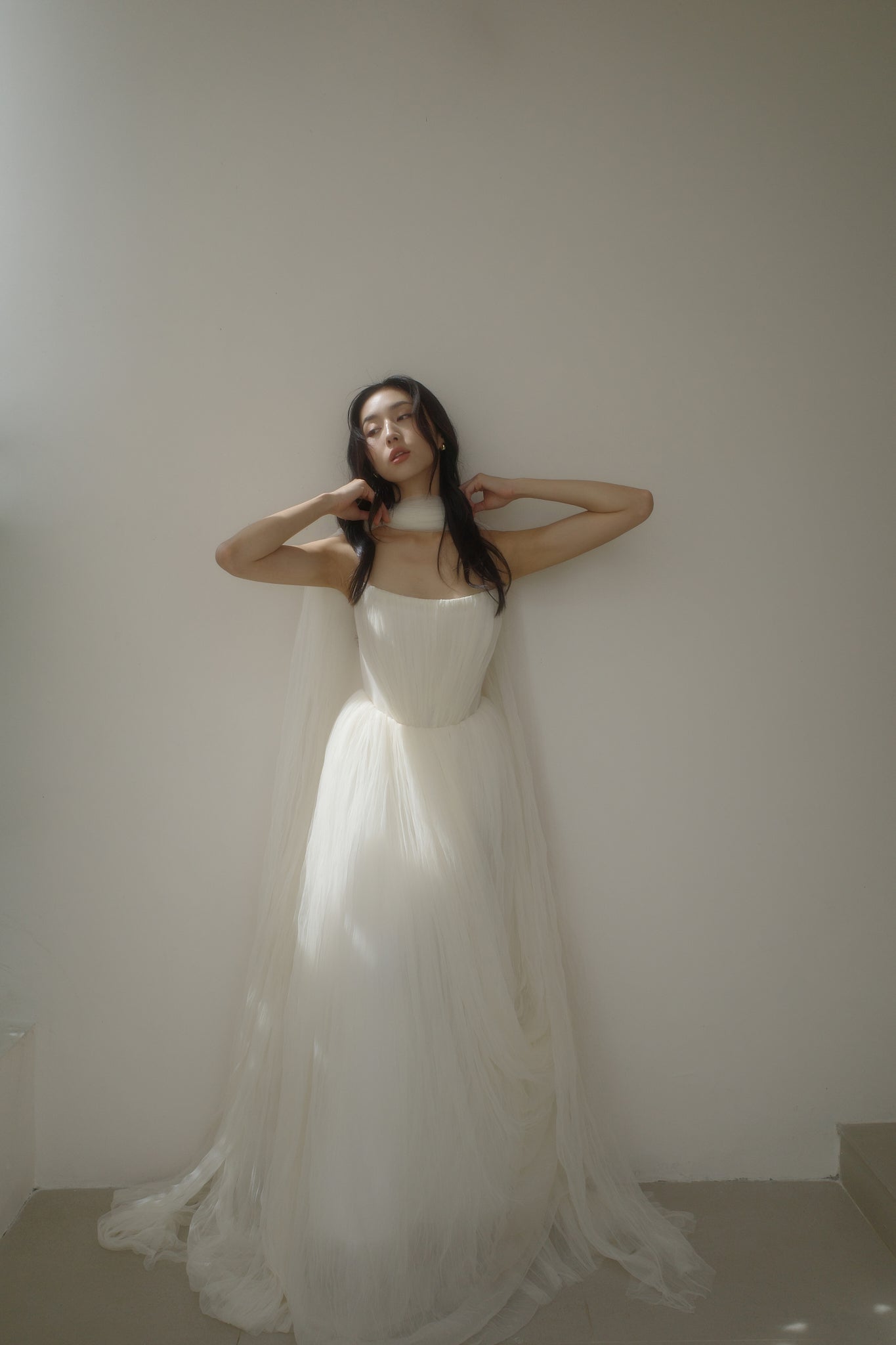 Đầm lưới nhún cúp ngực phối dây vai rời - D2024