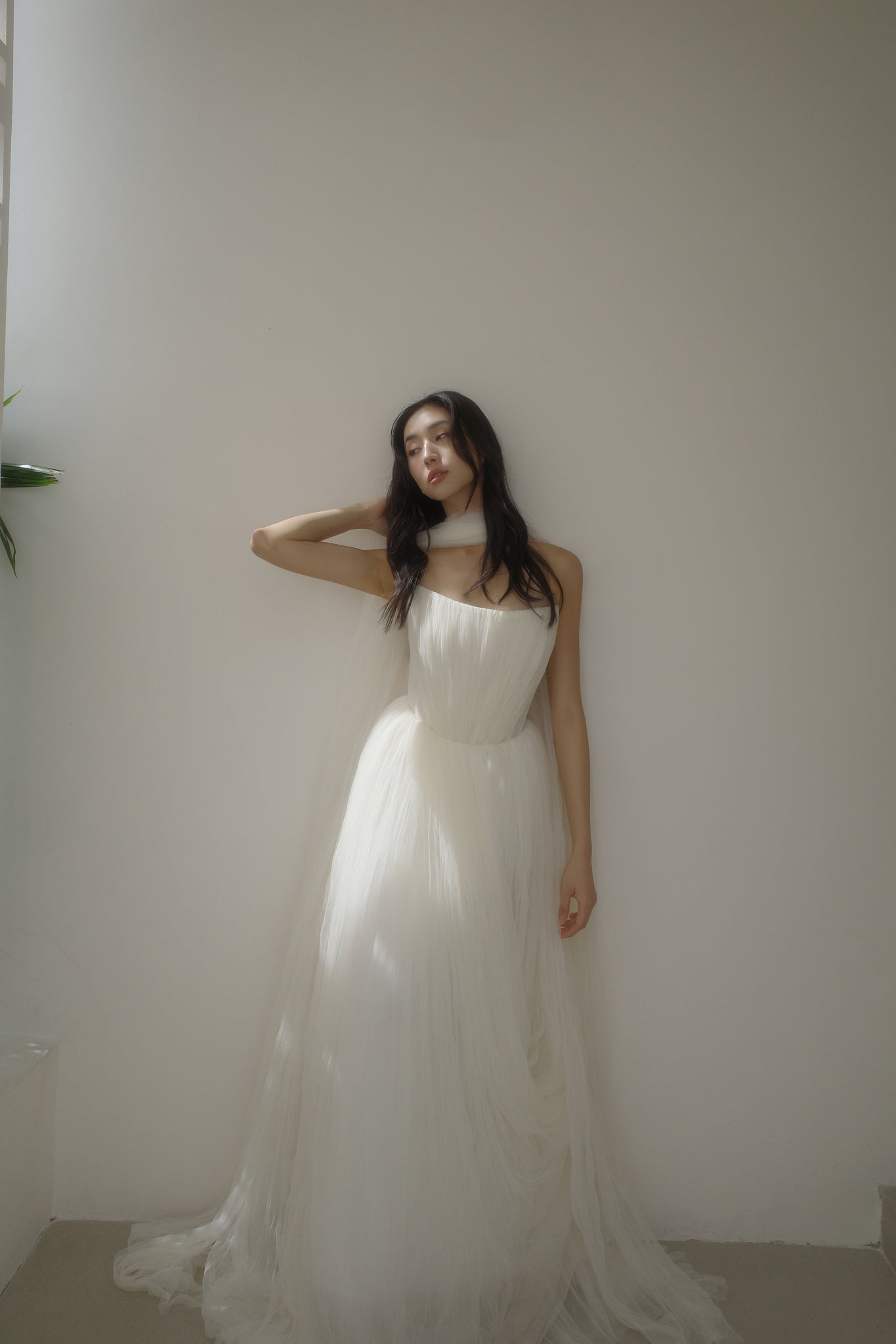 Đầm lưới nhún cúp ngực phối dây vai rời - D2024