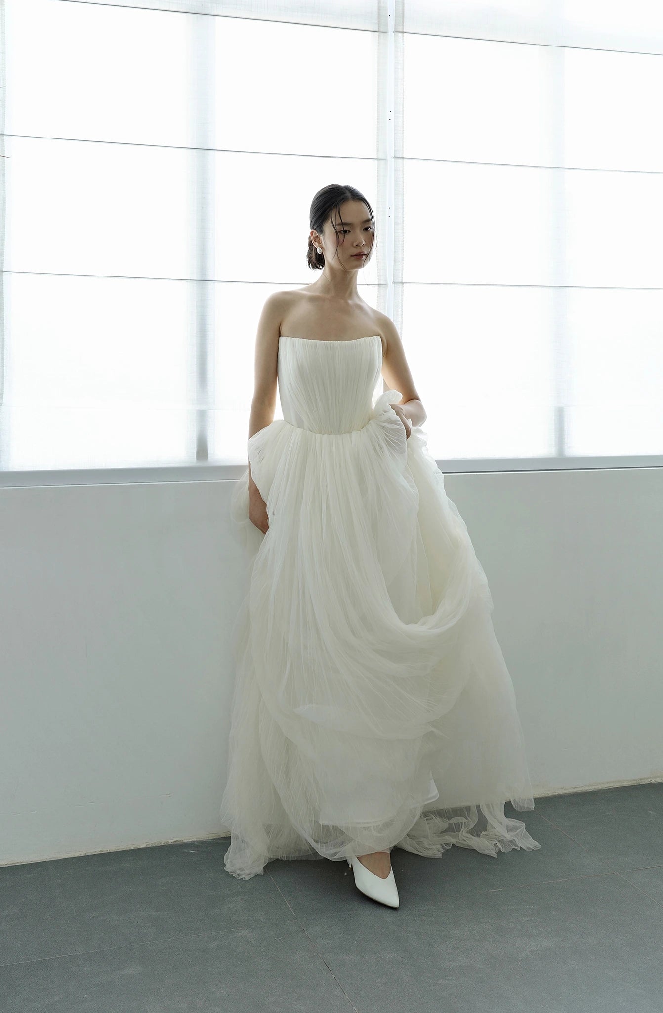 Đầm lưới nhún cúp ngực phối dây vai rời - D2024